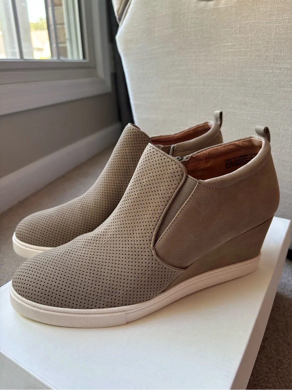 Caslon Taupe Perforated Slip-On Wedge Sneakers